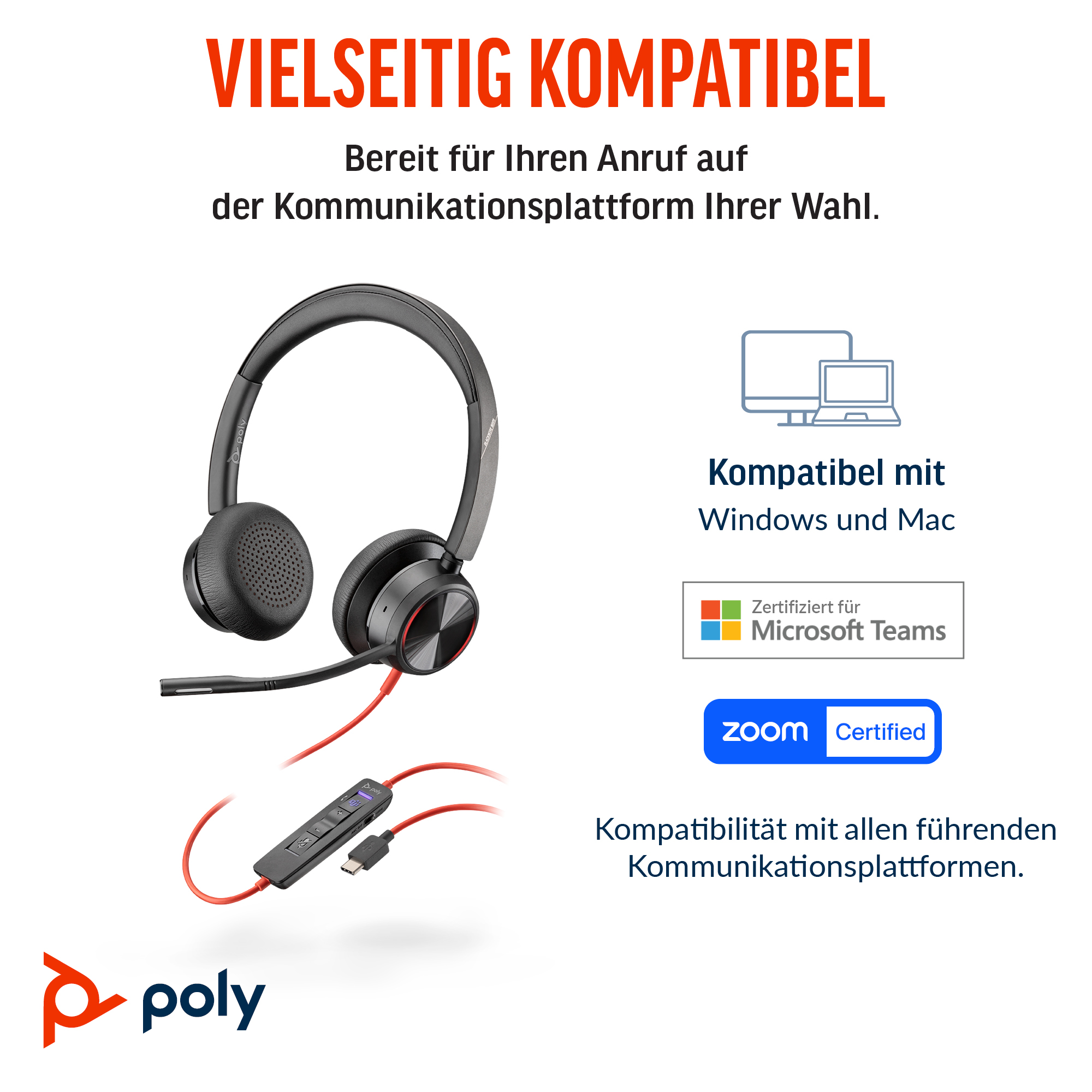 Poly Headset Blackwire C8225 Stereo USBCA