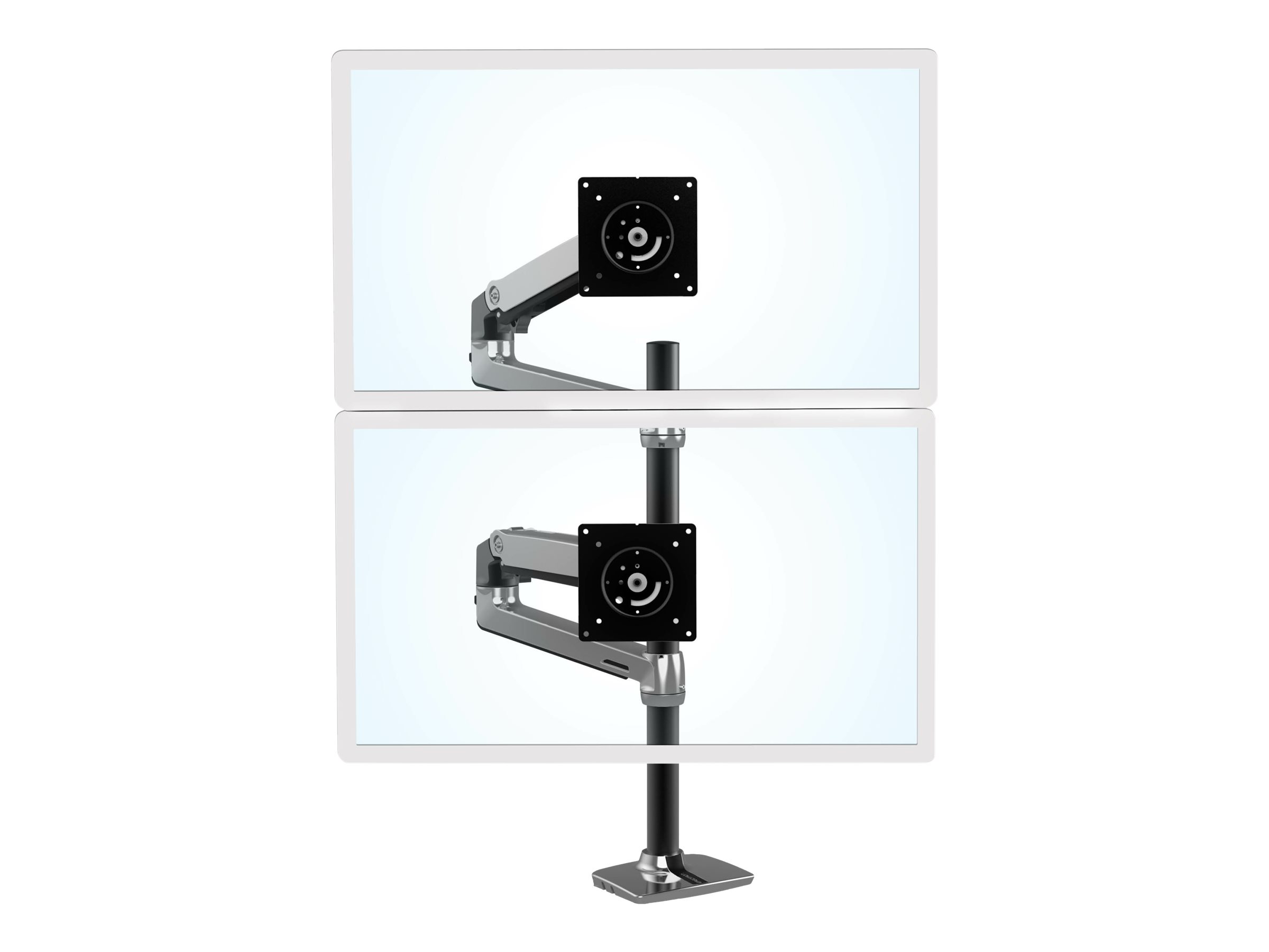 ERGOTRON LX, Dual, Stacking, Arm, Tall, Pole, Black, Accents, Polished
