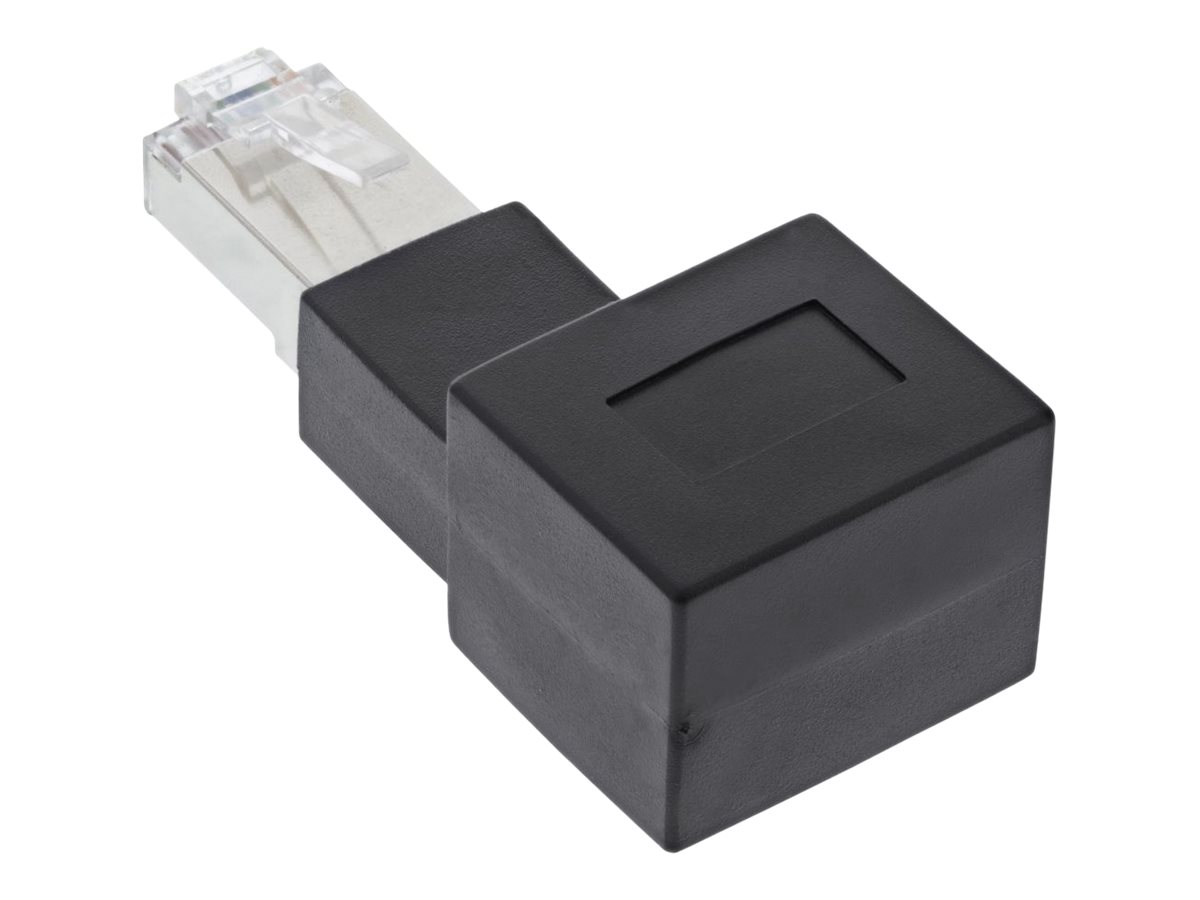 INLINE Patchkabel Adapter Cat.6A RJ45 Stecker Buchse 90 Grad nach links gewinkelt