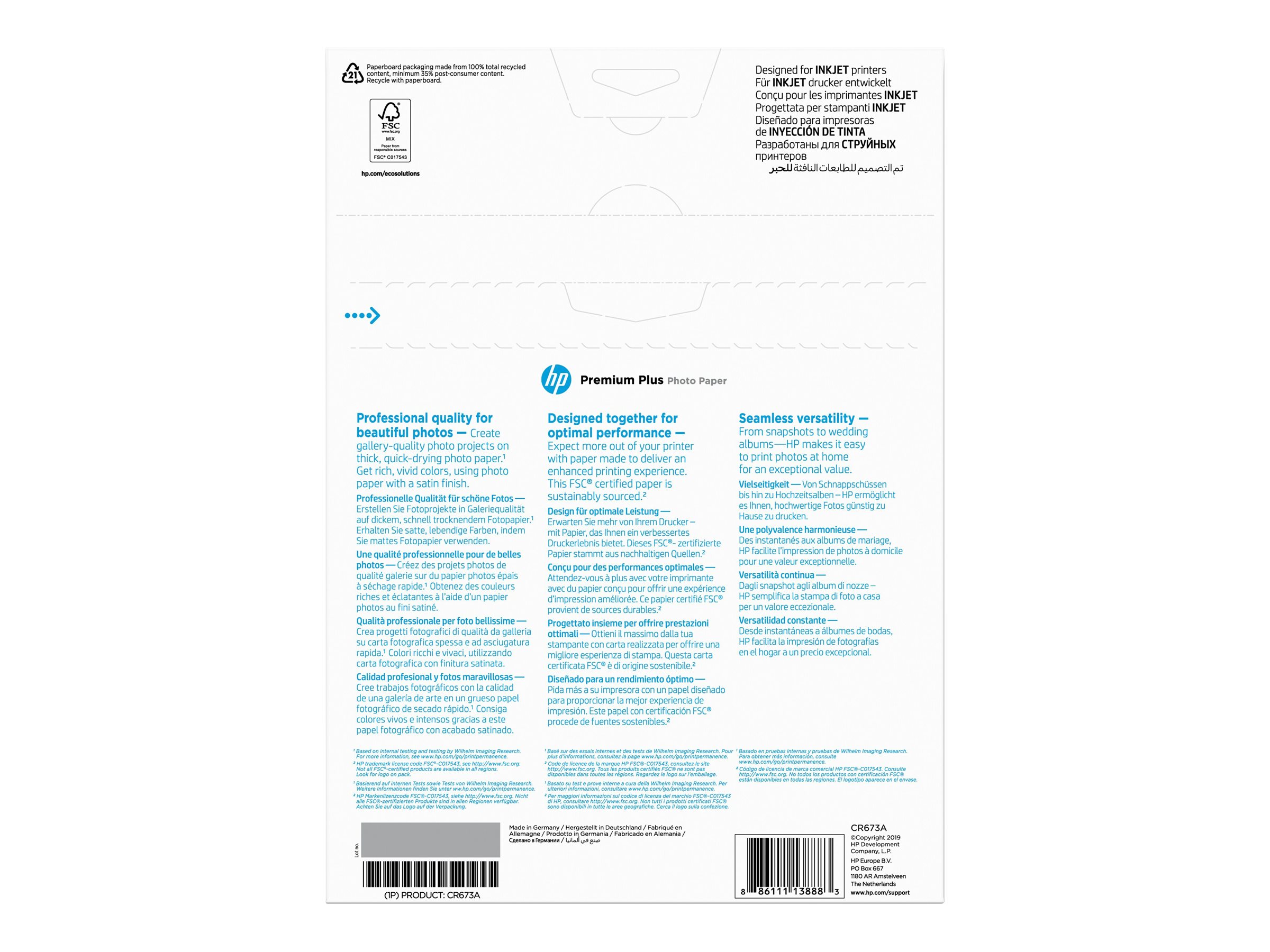 HP Premium Plus Semi-gloss Foto Papier weiss 300g/m2 A4 20 Blatt 1er-Pack