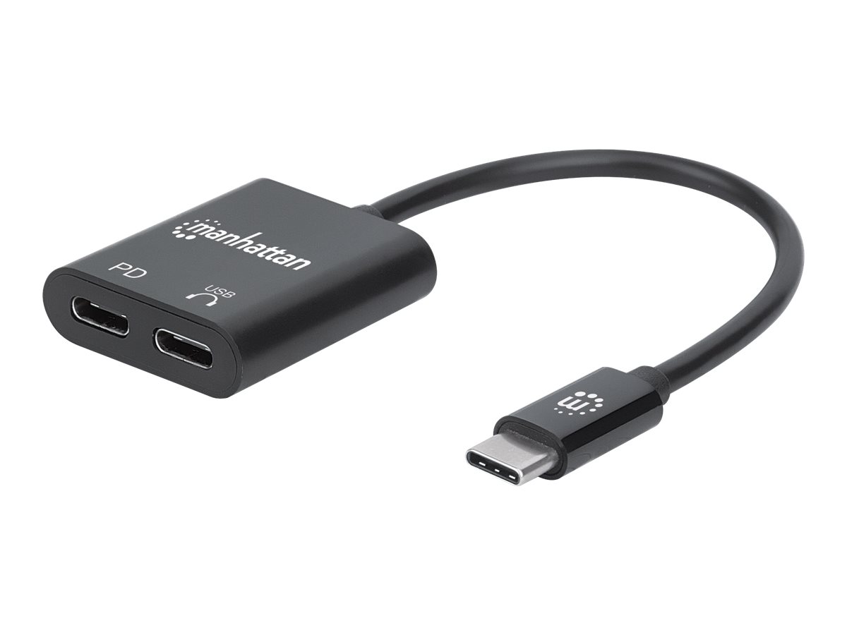 MANHATTAN USB-C Audioadapter mit Power Delivery-Ladeport USB-C Stecker auf USB-C Audioport und USB-C Power Delivery Port schwarz MANHATTAN USB-C Audioadapter mit Power Delivery-Ladeport USB-C Stecker auf USB-C Audioport und USB-C Power Delivery Port schwarz