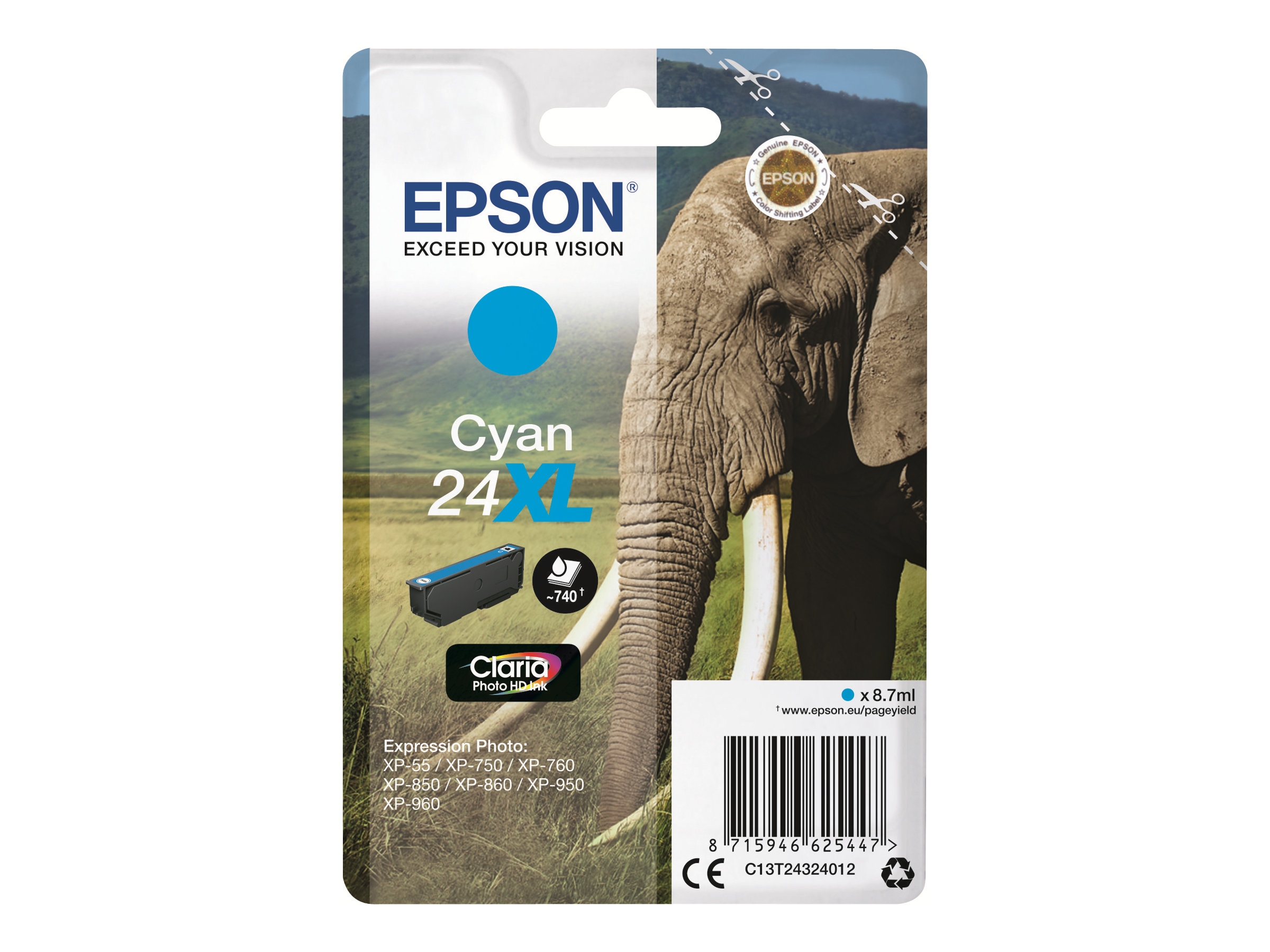 C13T24324012 EPSON XP Tinte cyan HC 740