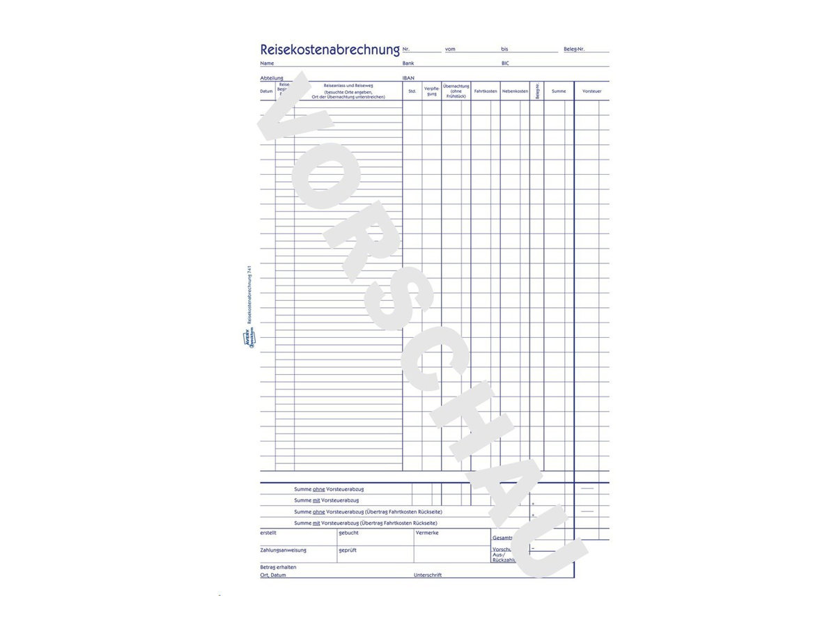 AVERY Zweckform Reisekostenabrechnung monatlich Formularbuch 741 AVERY Zweckform Reisekostenabrechnung monatlich Formularbuch 741