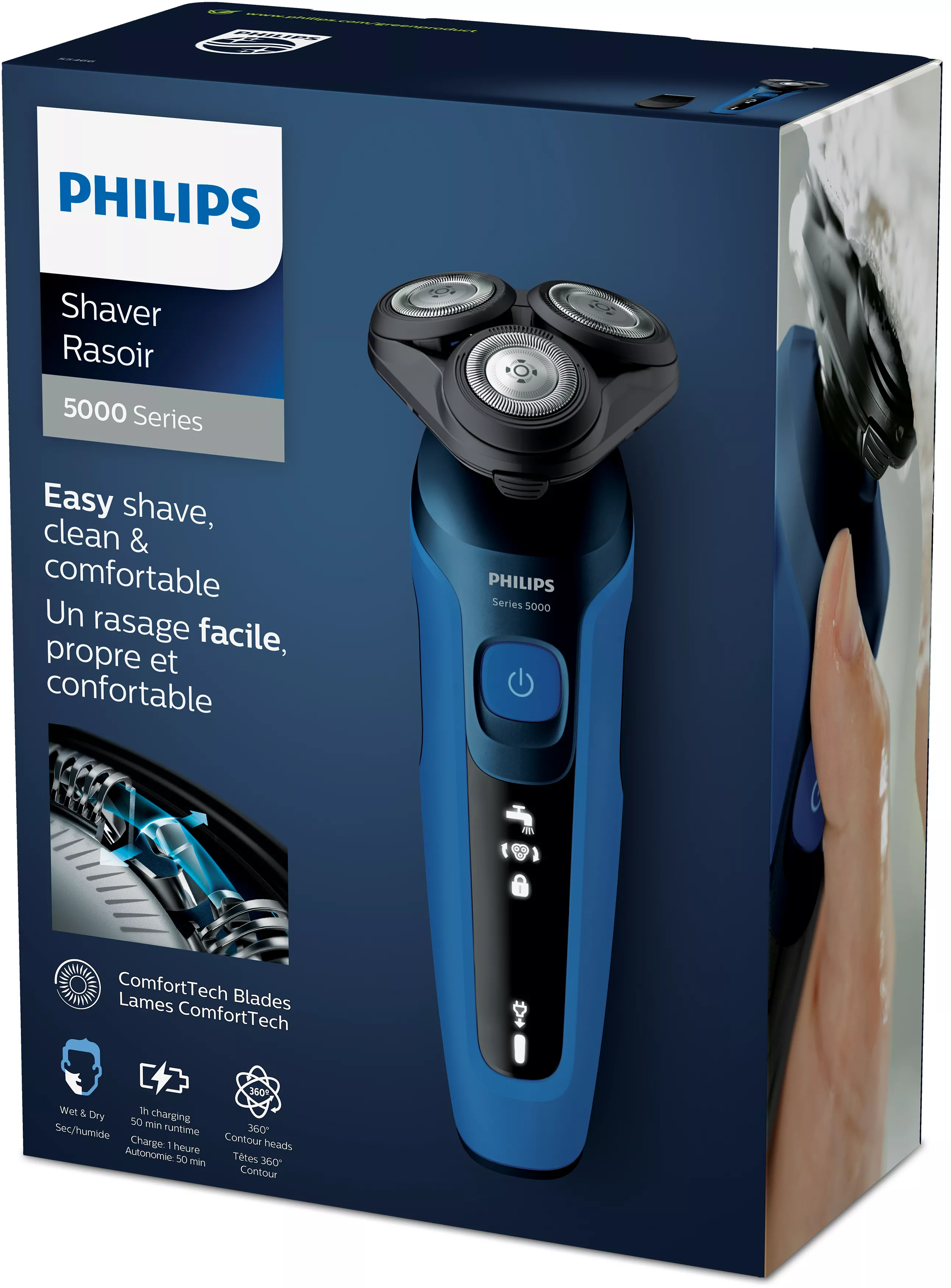 Philips Shaver Series 5000 (S5466/17) Wet & Dry Rasierer, schwarz/blau