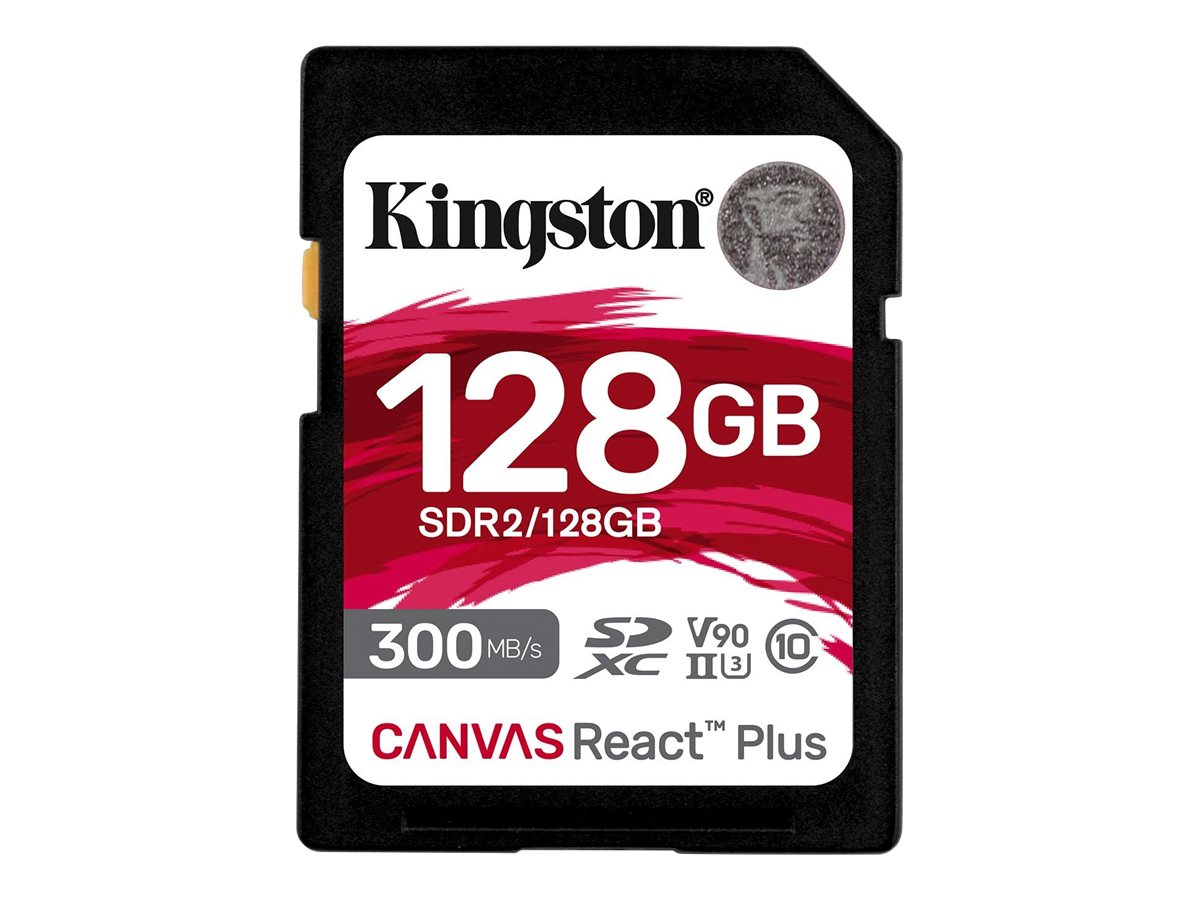 KINGSTON 128GB Canvas React Plus SDXC UHS-II 300R/260W U3 V90 for Full HD/4K/8K KINGSTON 128GB Canvas React Plus SDXC UHS-II 300R/260W U3 V90 for Full HD/4K/8K