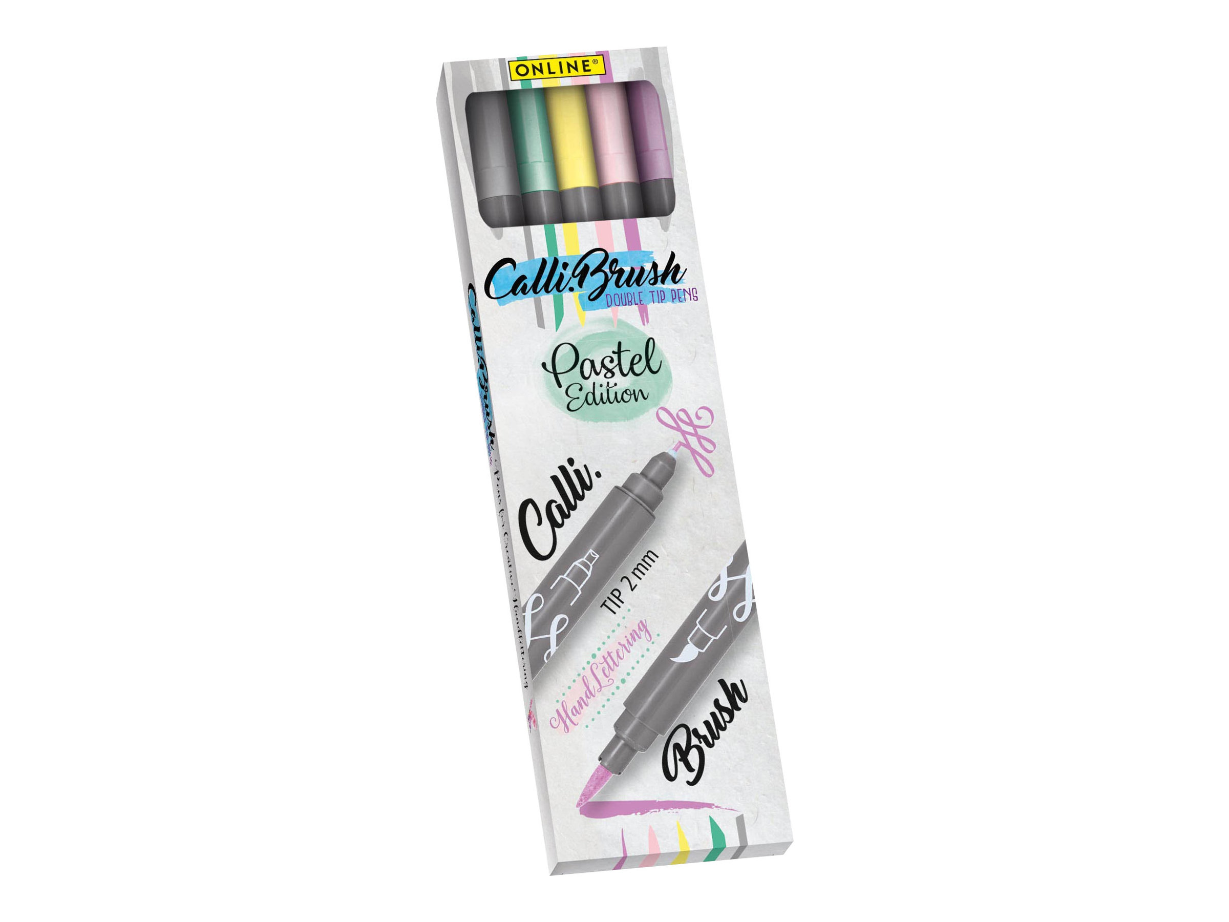 ONLINE CalliBrush Double Pastel BrushPens farbsortiert, 5 St