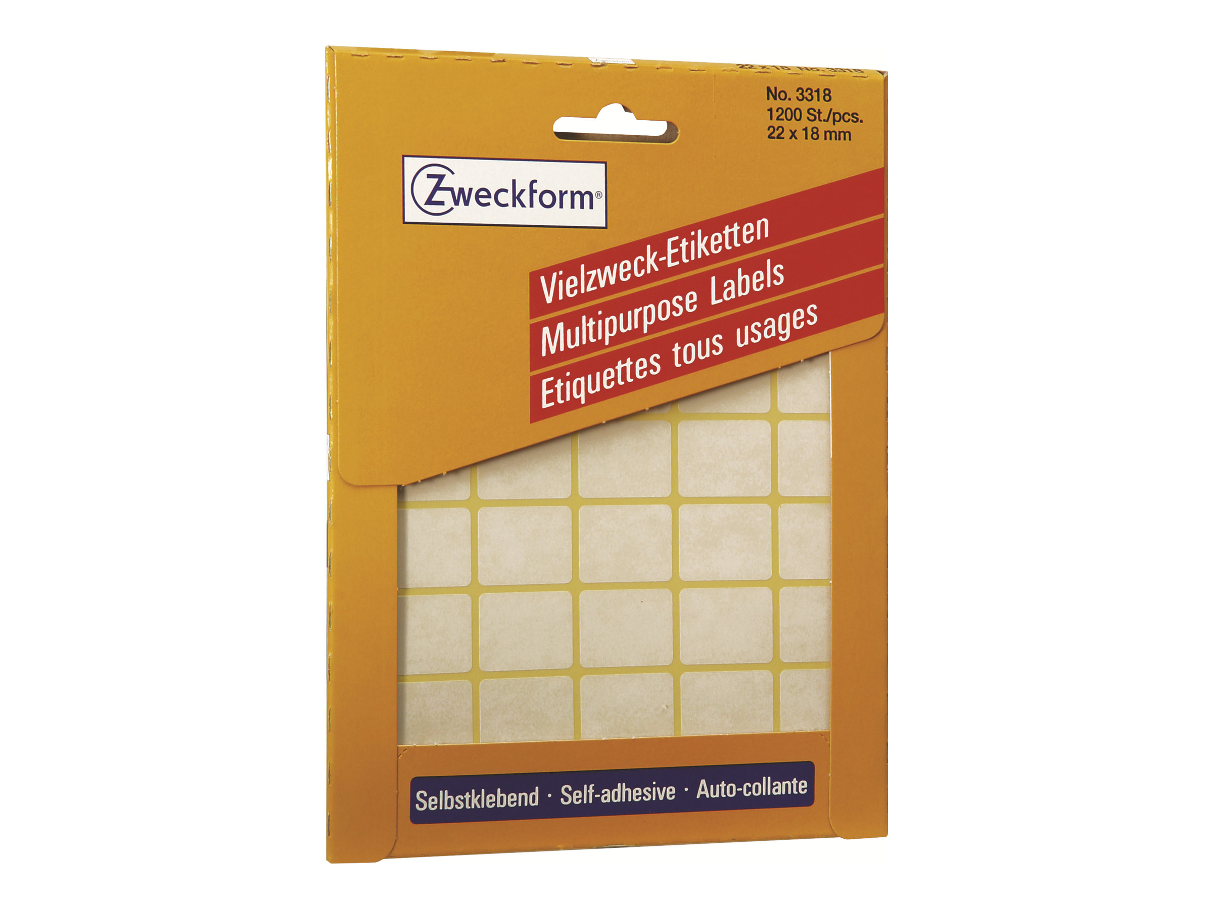1.200 AVERY Zweckform Etiketten 3318 weiÃ 22,0 x 18,0 mm