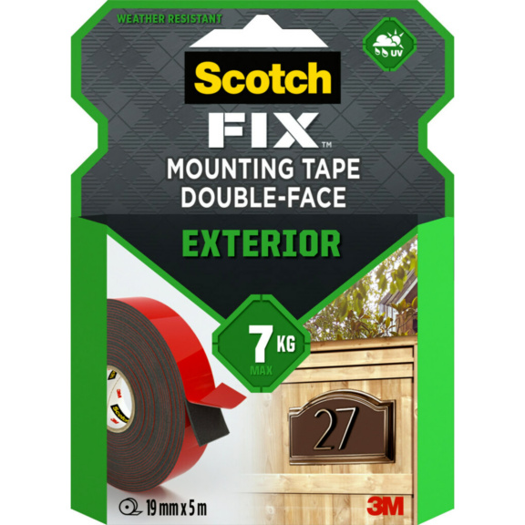 3M FIX EXTERIOR doppelseitiges Klebeband 19,0 mm x 5,0 m Rot/Schwarz