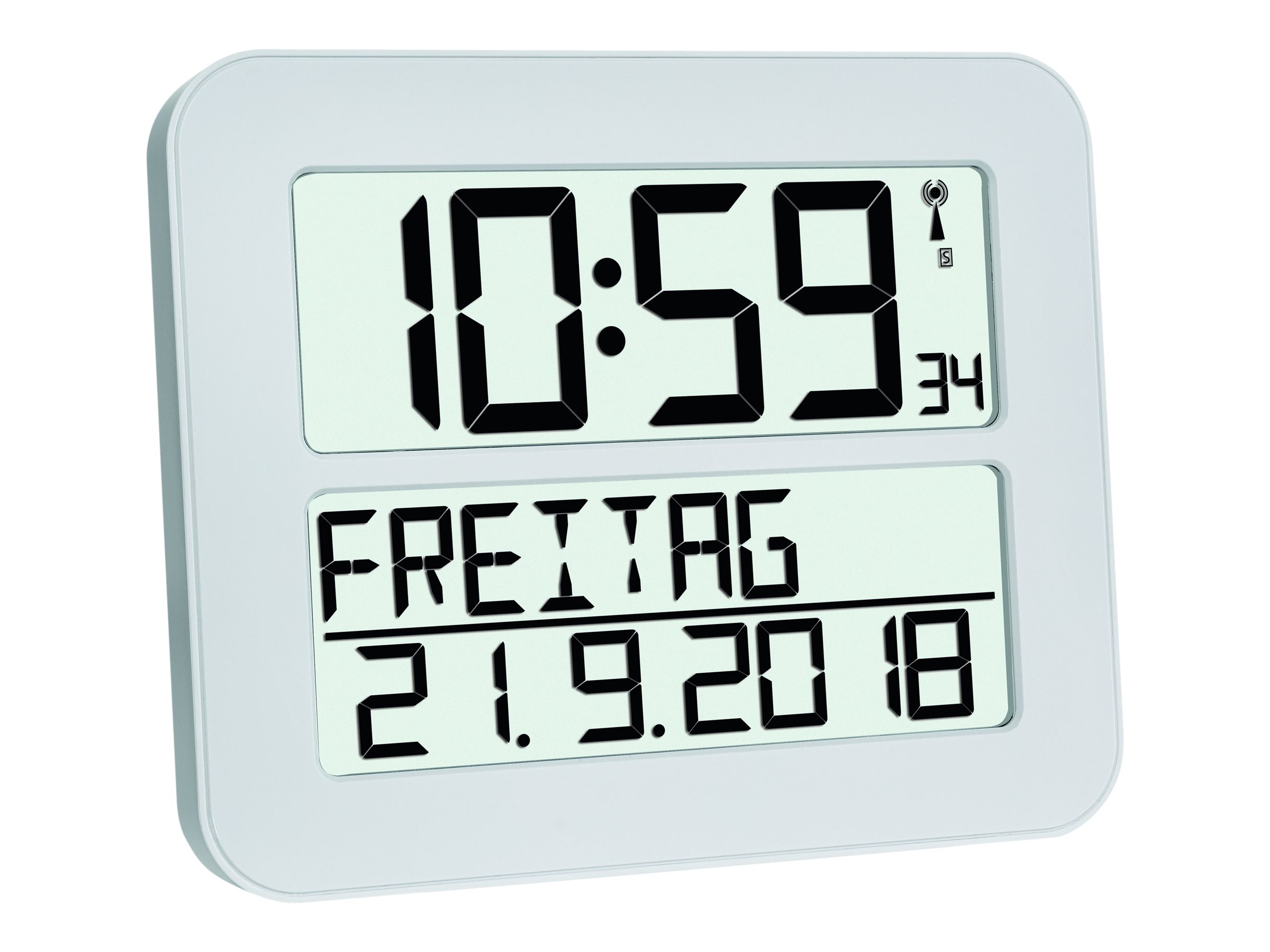 TFA digitale Funkwanduhr 60451202 weiß Kunststoff 25,8 x 21,2 cm