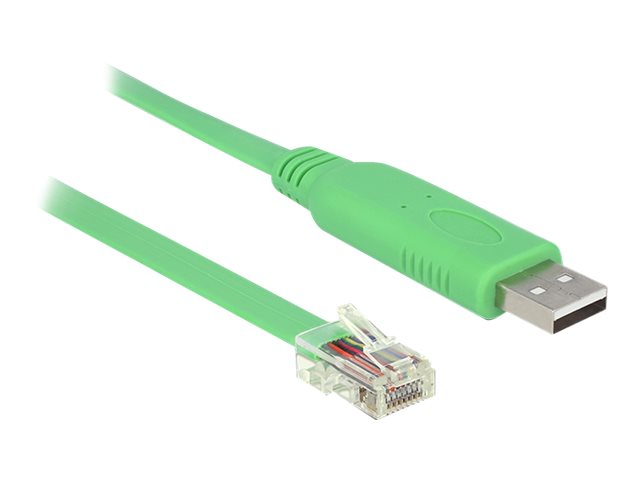 Delock Adapter USB 2.0 Typ-A Stecker > 1 x Seriell RS-232 RJ45 Stecker 1,8 m Delock Adapter USB 2.0 Typ-A Stecker > 1 x Seriell RS-232 RJ45 Stecker 1,8 m