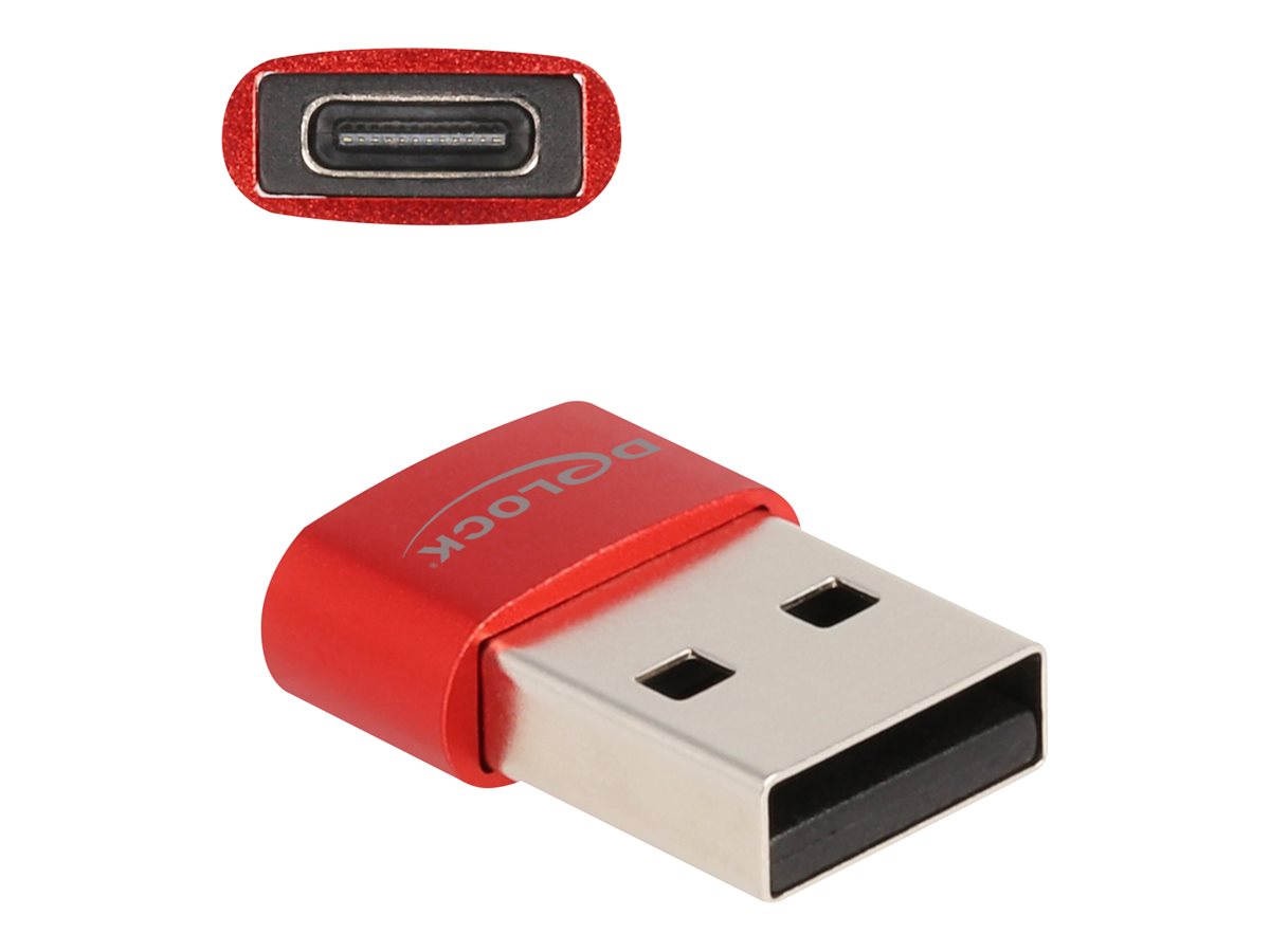 Delock USB 2.0 Adapter USB Typ-A Stecker zu USB Type-C Buchse rot