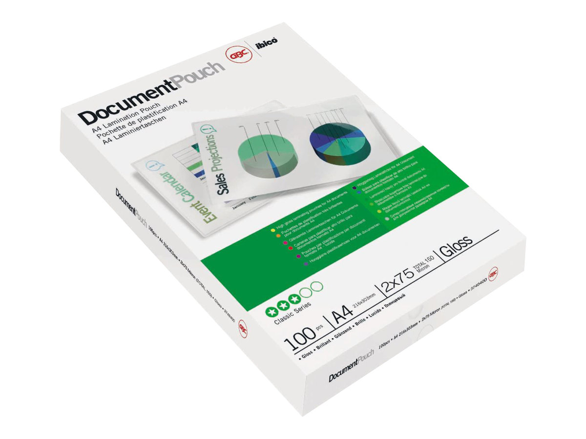 100 GBC Laminierfolien glaenzend fuer A4 75 micron