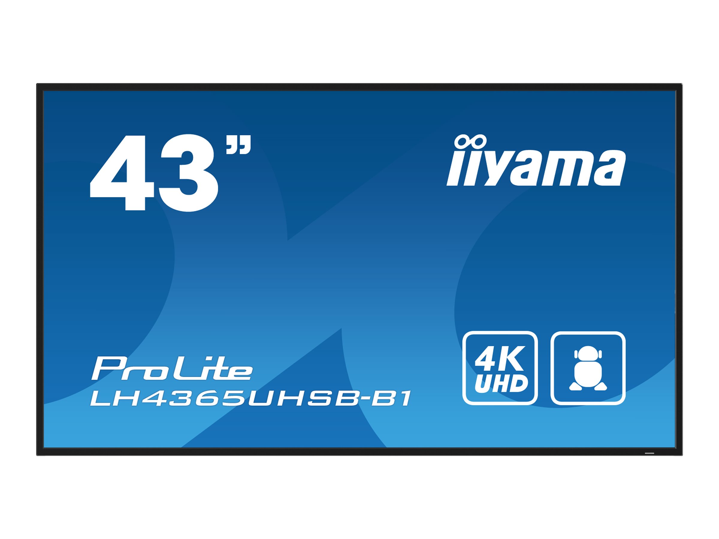 IIYAMA LH4365UHSB-B1 109,22cm 43Zoll 3840x2160 UHD VA panel 800cd/m2 1200:1 Static Contrast 8ms Landscape or Portrait mode IIYAMA LH4365UHSB-B1 109,22cm 43Zoll 3840x2160 UHD VA panel 800cd/m2 1200:1 Static Contrast 8ms Landscape or Portrait mode