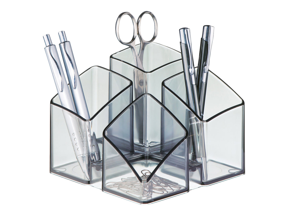 HAN Stiftehalter SCALA grau-transparent Polystyrol 4 Faecher 12,5 x 12,5 x 10,0 cm HAN Stiftehalter SCALA grau-transparent Polystyrol 4 Faecher 12,5 x 12,5 x 10,0 cm