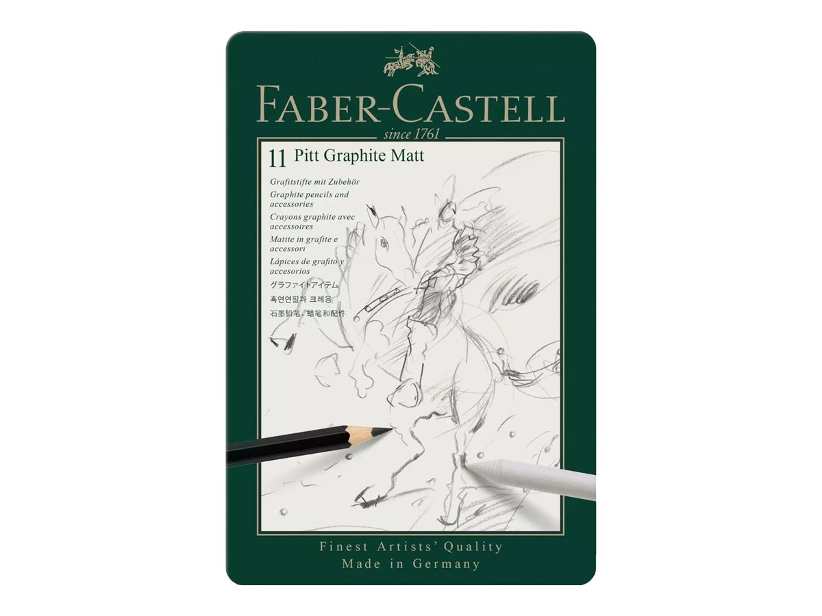 FABER-CASTELL Pitt Graphite Matt Graphitstifte HB, 2B, 4B, 6B, 8B, 10B, 12B, 14B schwarz mit Radierer, 1 Set FABER-CASTELL Pitt Graphite Matt Graphitstifte HB, 2B, 4B, 6B, 8B, 10B, 12B, 14B schwarz mit Radierer, 1 Set