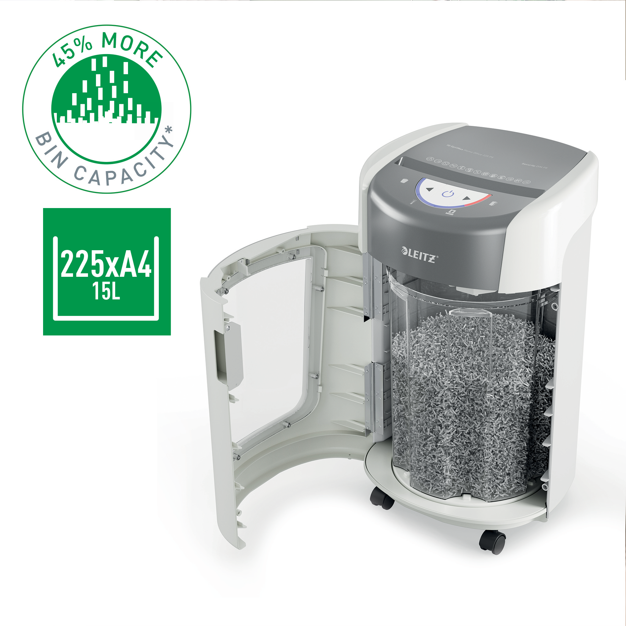Esselte Leitz IQ OptiMax Home Office 225 Partikelschnitt P-5 bis 6 Blatt Weiß