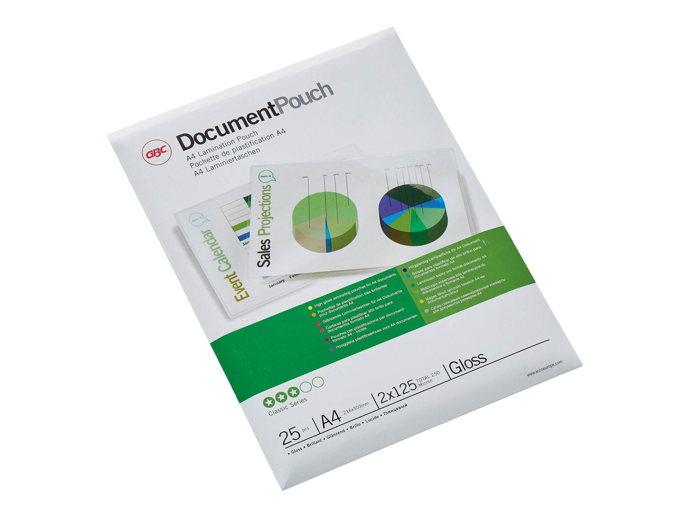 25 GBC Laminierfolien glaenzend fuer A4 125 micron 25 GBC Laminierfolien glaenzend fuer A4 125 micron