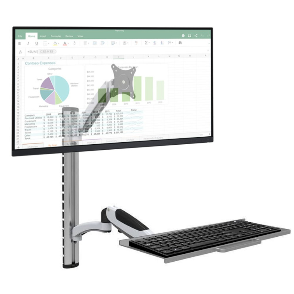 EFB Elektronik Techly Wandhalterung 15-27 Zoll mit Tastaturablage und Arm