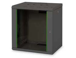 DIGITUS 48,3cm 19Zoll Wandschrank 12HE RAL9005 schwarz H624mmxB600mmxT450mm mit Glastuer