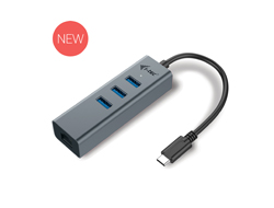 I-TEC USB-C Metal 3-Port HUB mit Gigabit Ethernet Adapter 1x USB-C auf RJ-45 3x USB 3.0 Port LED-Anzeige kompatible mit TB 3