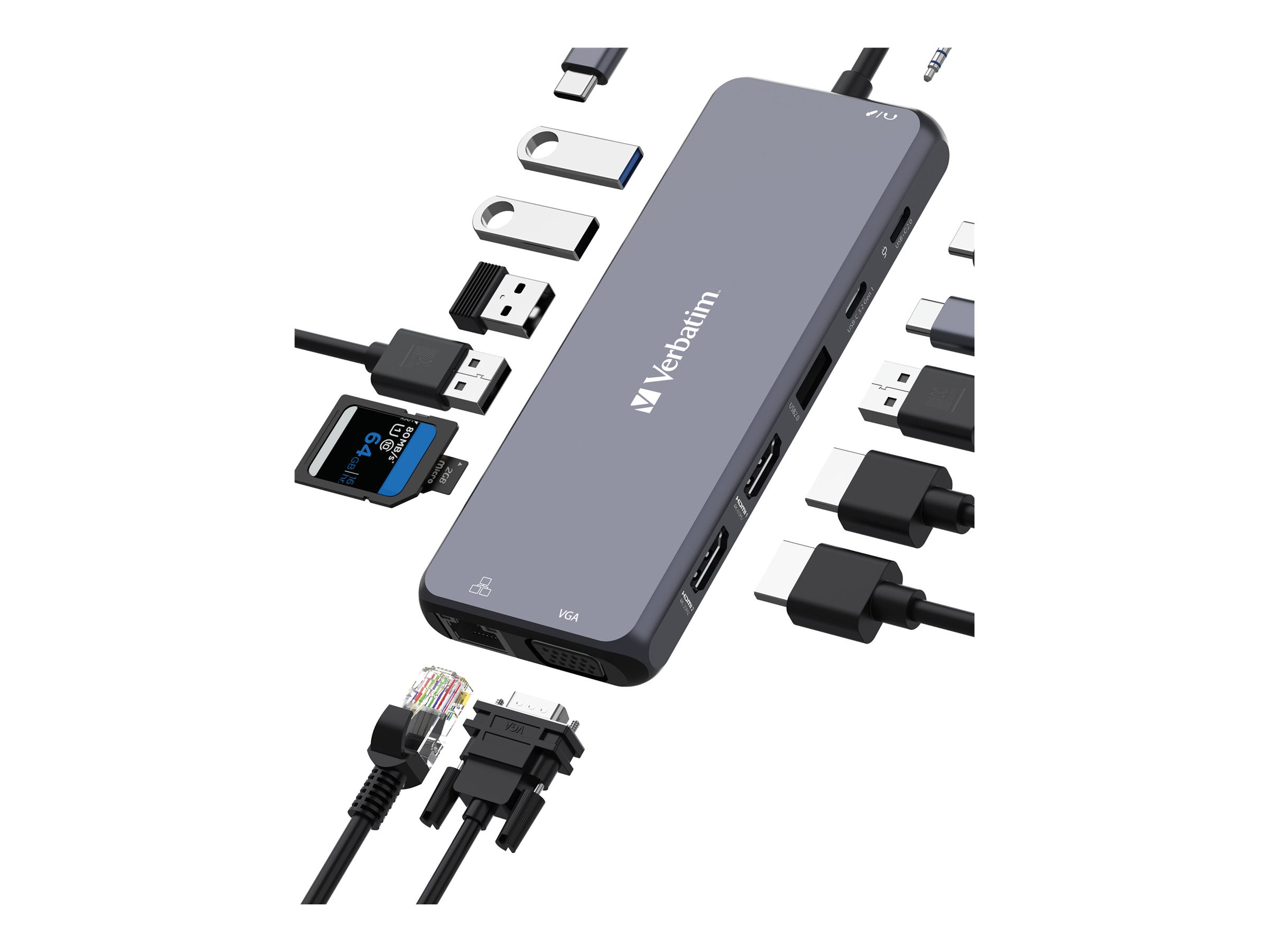 Verbatim USB-C-zu-Multiport-Hub mit 14 Anschluessen CMH-14