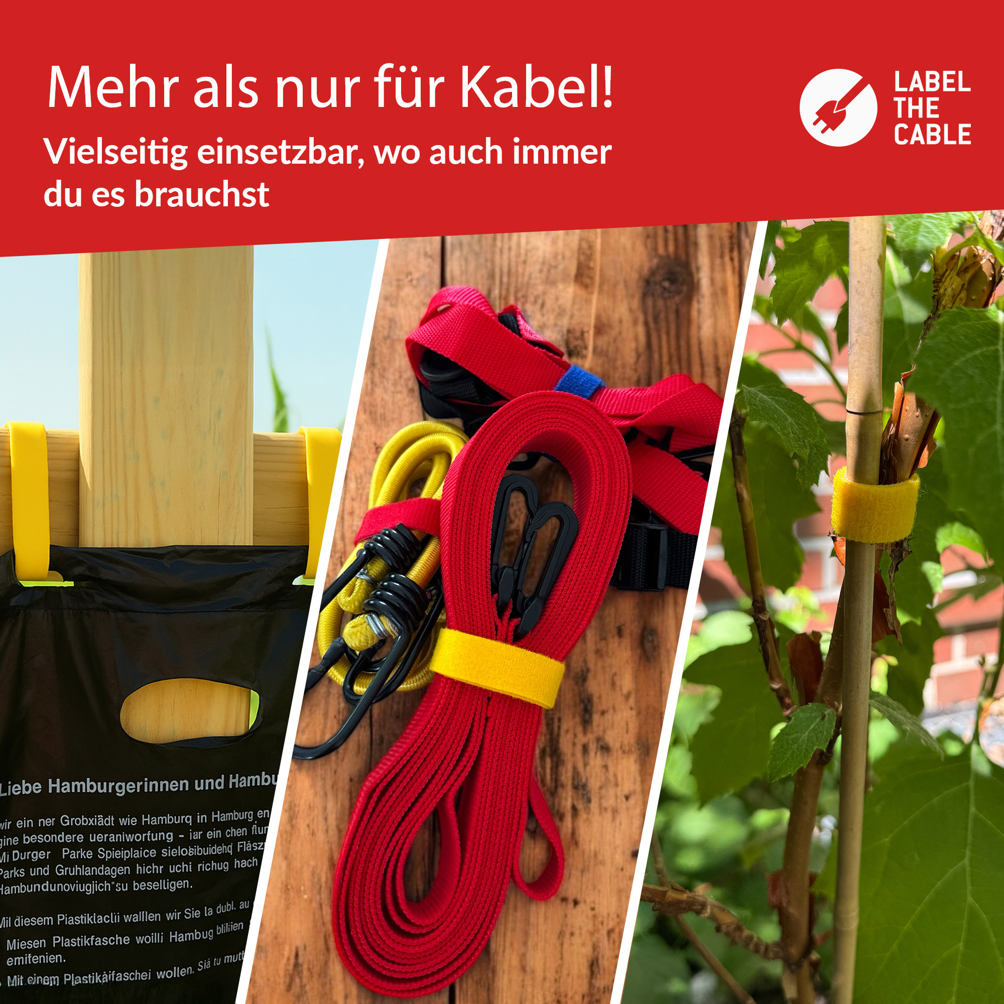 LABEL THE CABLE Klettband ROLL STRAP PRO gelb 25,0 m x 1,6 cm, 1 St