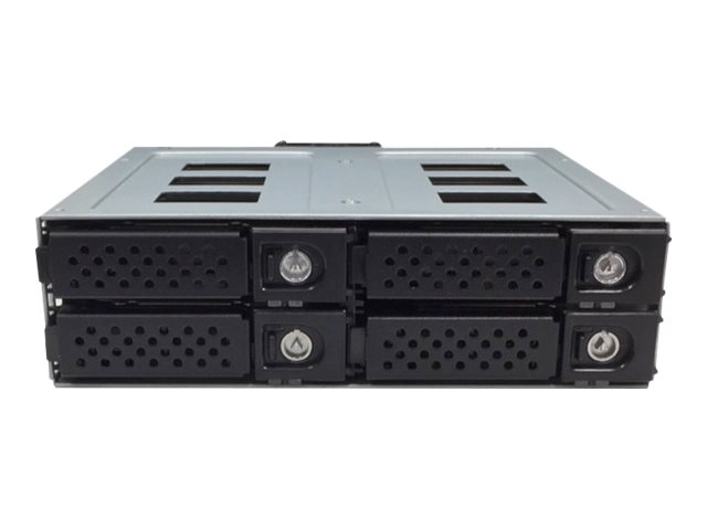 JOUJYE JJ-N-49SS-T Backplane fuer 4 x 6,4 cm 2.5Zoll SATA/SAS HDD/SSD bis zu 12Gbps Aluminium Gehaeuse schwarz inkl. 2 x 4cm Luefter