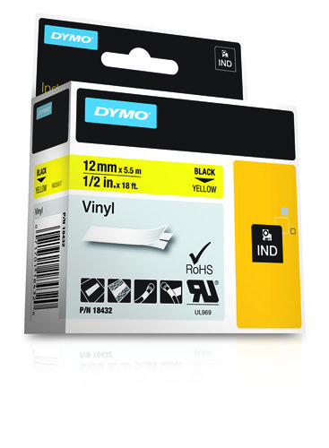 18432 DYMO ID1 12mm SCHWARZ-GELB
