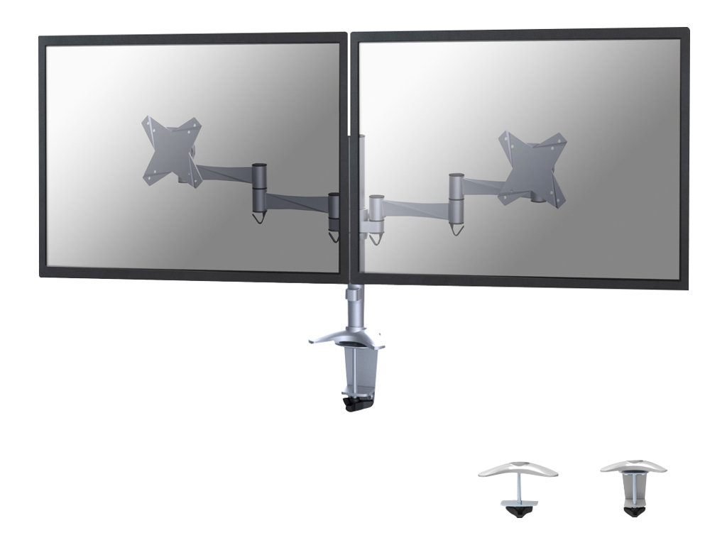 NEOMOUNTS FPMA-D1330DSILVER Desk Mount Clamp/Grommet 2xFlatscreen 25,4-68,58cm 10-27Zoll 18kg VESA 75x75/100x100mm pivot