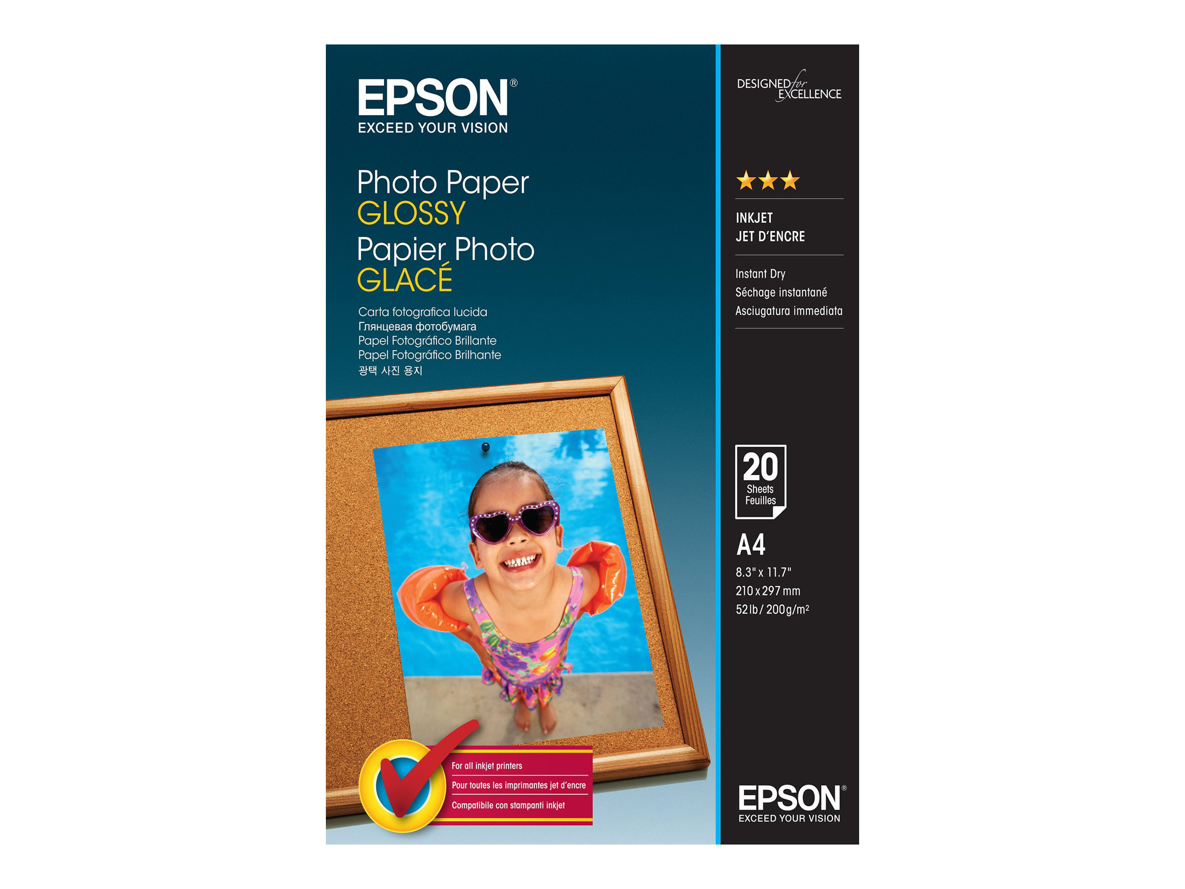 EPSON Fotopapier S042538 DIN A4 glÃ¤nzend 200 g/qm 20 Blatt