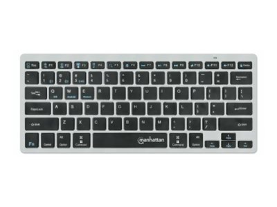 MANHATTAN Ultra Slim Dual-Mode Kabellose Funktastatur Dt. QWERTZ-Layout Bluetooth 3.0 und 2.4 GHz USB anthrazit/schwarz