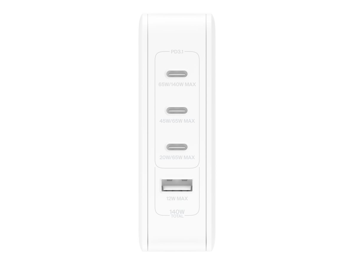 Belkin 140 Watt 4Port GaN Ladegeraet mit UK, EU, US Stecker