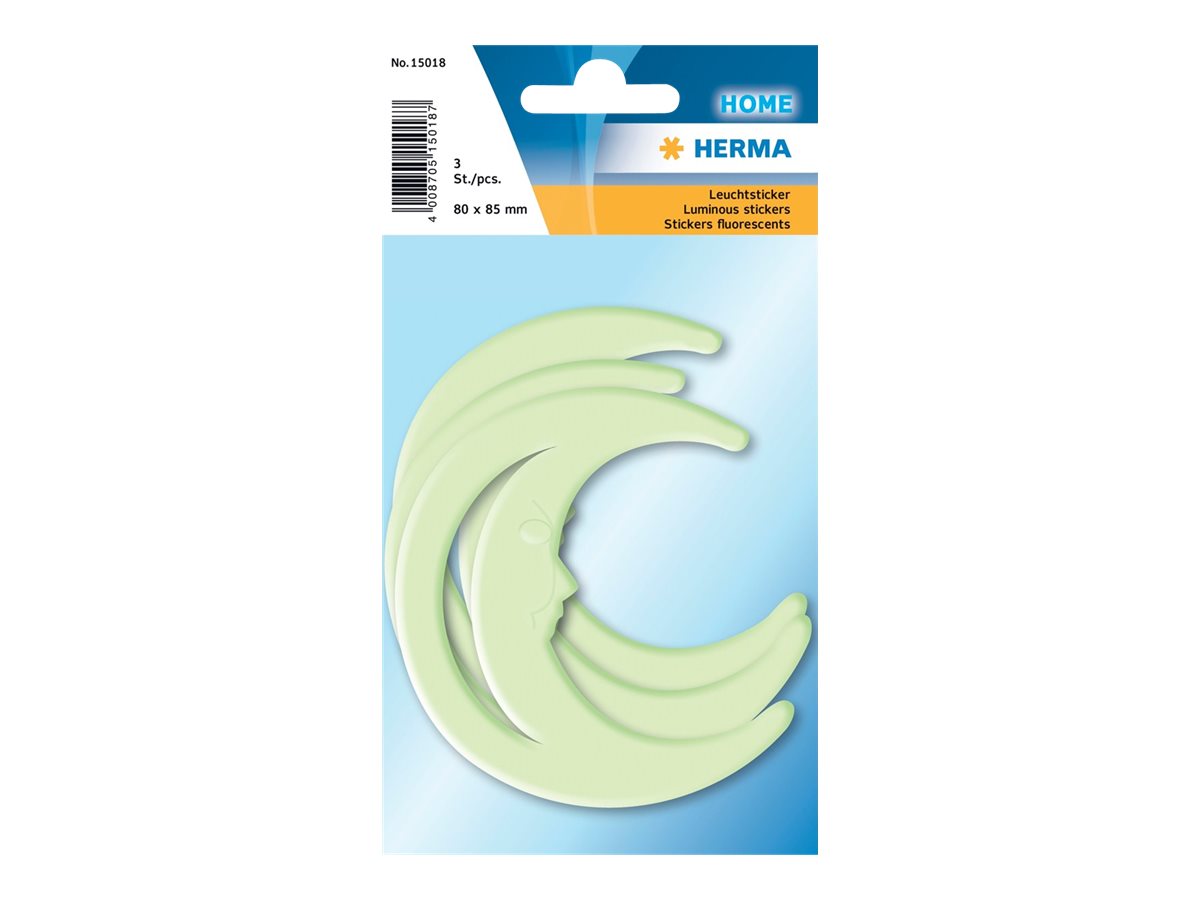 HERMA Leuchtaufkleber Mond, leuchtgruen, 3 Etiketten HERMA Leuchtaufkleber Mond, leuchtgruen, 3 Etiketten