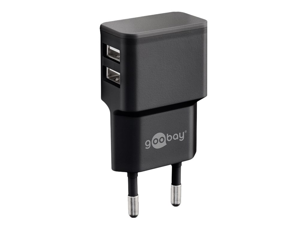 goobay Ladekabel mit Adapter schwarz, Kabellänge 1,0 m, 12 Watt