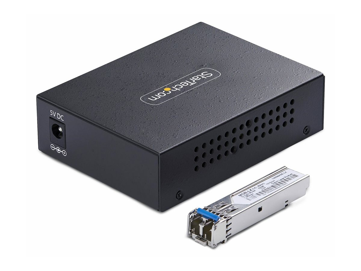 STARTECHCOM Gigabit Singlemode SM LC GlasfaserMedienkonverter 10 100 oder 1000Mbps 40 km RJ45 zu LC Vollmetallgehaeuse TAA
