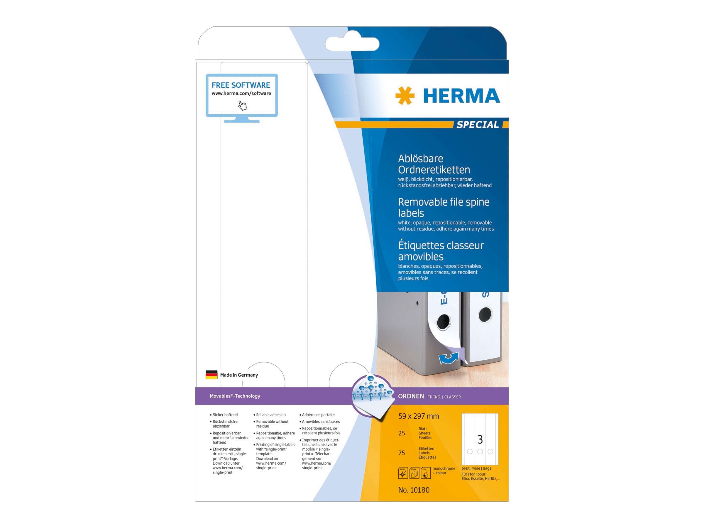 75 HERMA Ordneretiketten 10180 weiss 75 HERMA Ordneretiketten 10180 weiss
