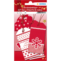 HERMA Geschenkanhaenger rot/weiss White Christmas 6 St.