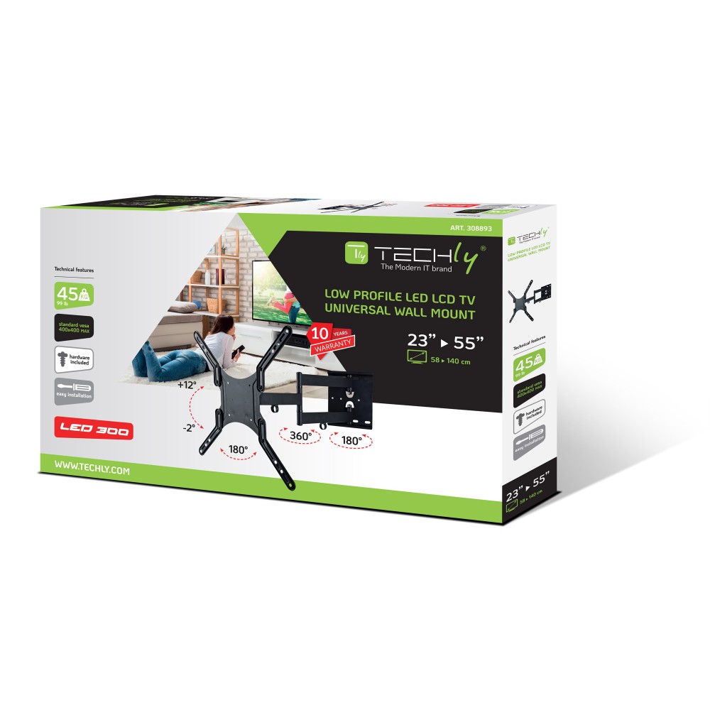TECHLY Wandhalterung fuer LCD TV LED schwarz 58,42cm139,70cm 2355Zoll Ultra Slim