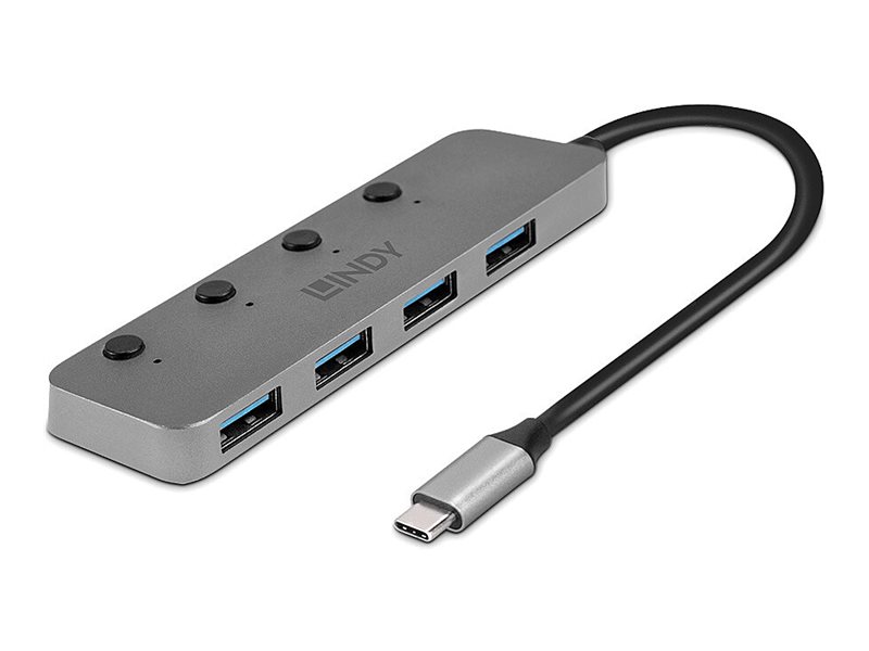 LINDY 4 Port USB 3.2 Typ C Hub mit Ein-/Ausschalter LINDY 4 Port USB 3.2 Typ C Hub mit Ein-/Ausschalter
