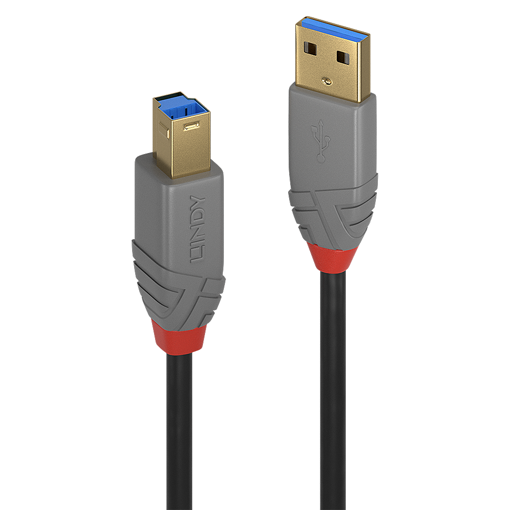 LINDY 2m USB 3.0 Typ A an B Kabel Anthra Line 5Gbit/s