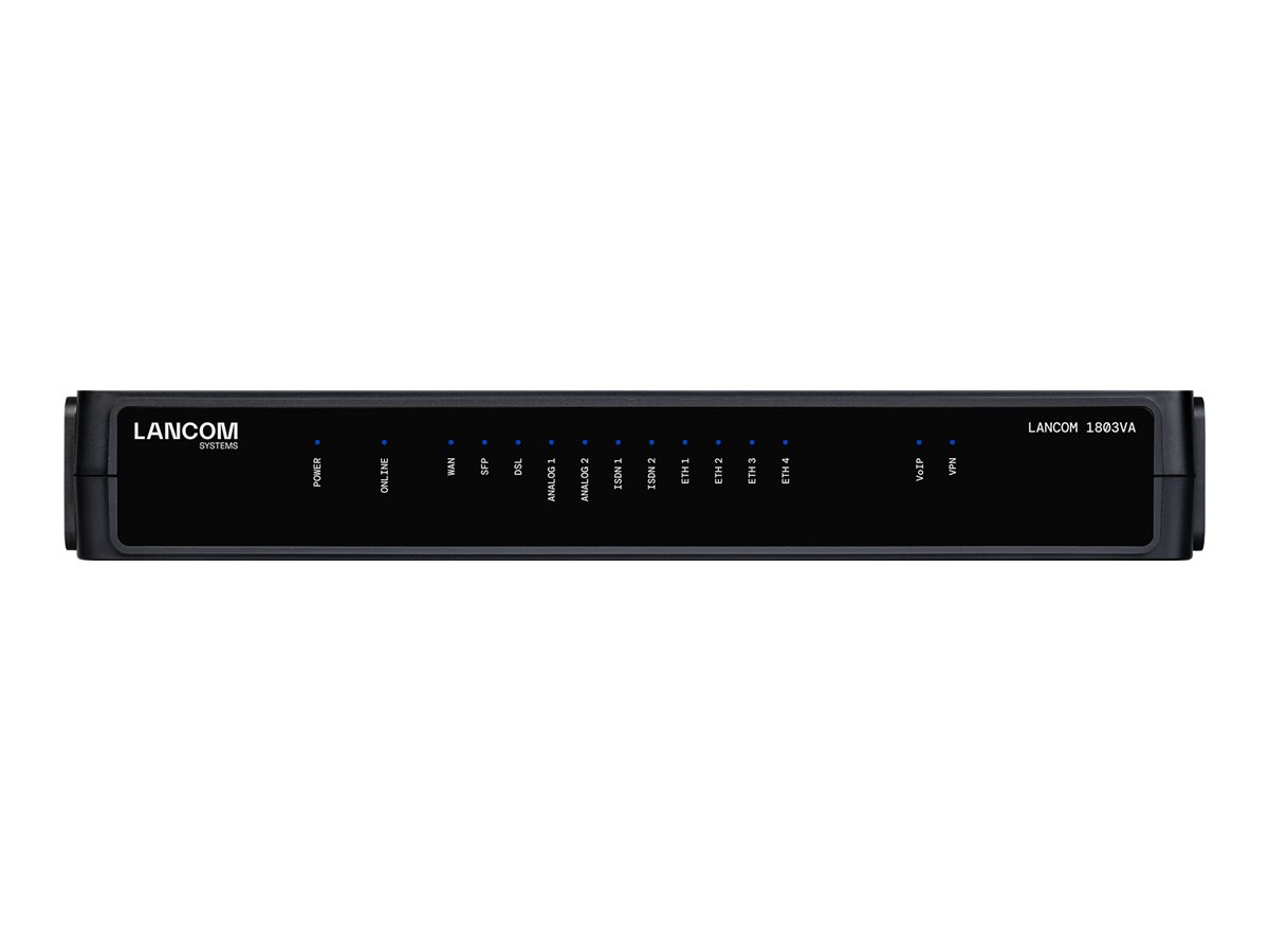 LANCOM 1803VA SDWAN VoIP gateway with VDSL2ADSL2 modem Annex ABJM 1x SFPTP 1x WAN eth for connecting external modems LTEAdv