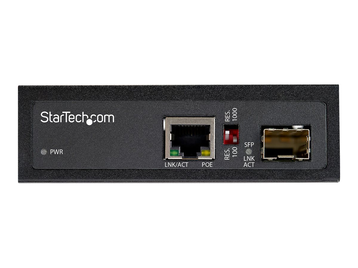 STARTECH.COM PoE+ Industrial Media Converter 60W - Medienkonverter LWL - SM/MM Glasfaser auf Kupfer Gigabit Mini IP-30