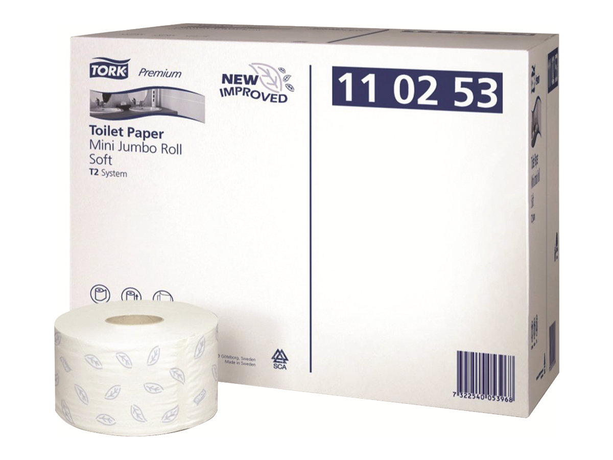TORK Jumbo-Toilettenpapier T2 Premium Mini 2-lagig Recyclingpapier, 12 Rollen
