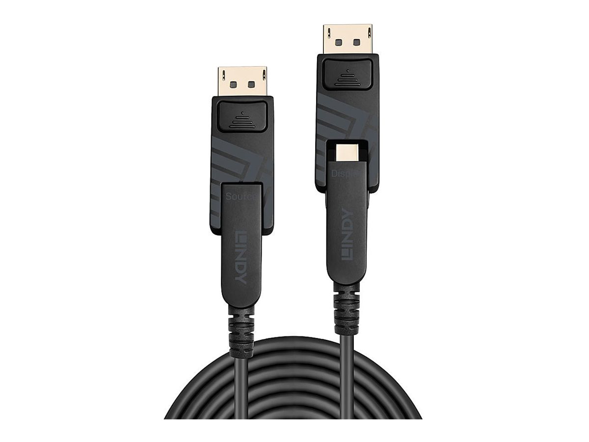 LINDY 20m Fibre Optic Hybrid DisplayPort 1.4 Cable mDP/mDP with DP adapters LINDY 20m Fibre Optic Hybrid DisplayPort 1.4 Cable mDP/mDP with DP adapters