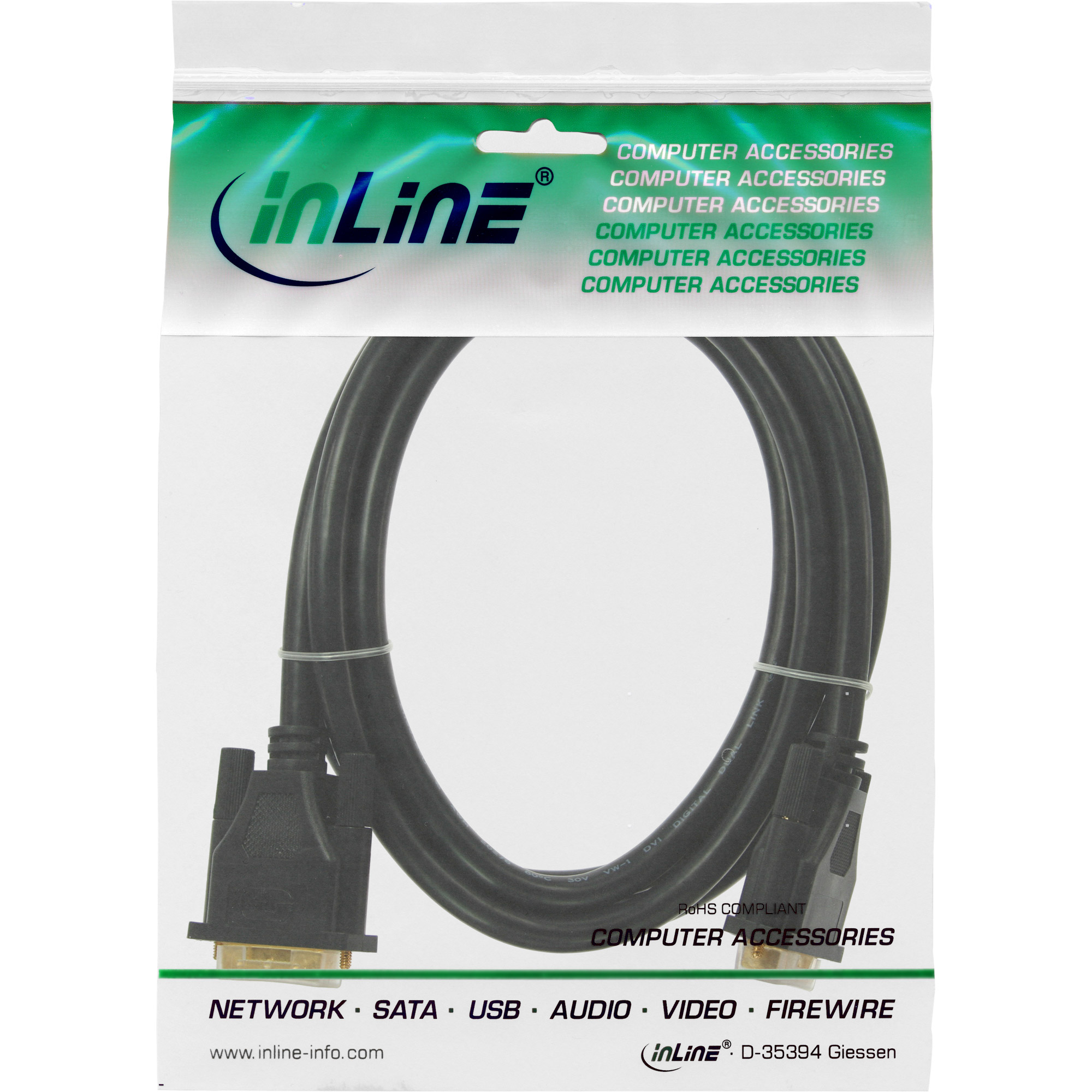 INLINE DVI-D Kabel PREMIUM 3m InLine DVI-D Kabel PREMIUM vergoldete Stecker Dual Link digital 24+1 St/St schwarz 3m