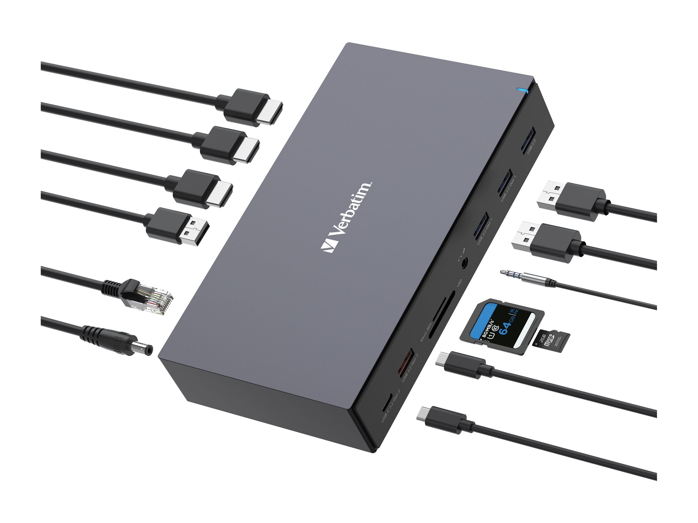 Verbatim USB-C Pro Dockingstation CDS-17 mit HDMI/4K/RJ45/USB-A/USB-C/SD