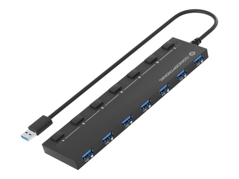 CONCEPTRONIC 7Port Hub USBA307xA32Gen1DC mNetz sw