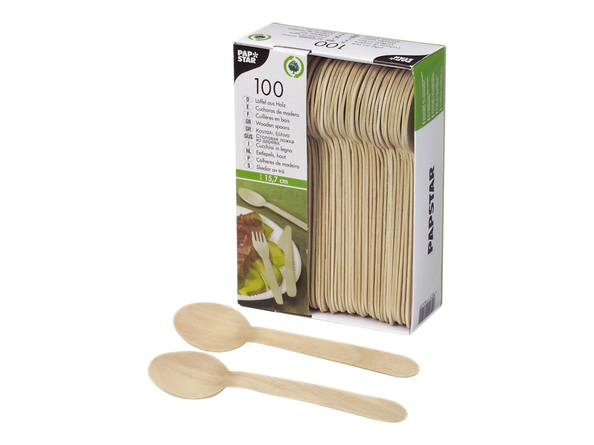 PAPSTAR Einweg-LÃ¶ffel pure, Holz, 100 St.
