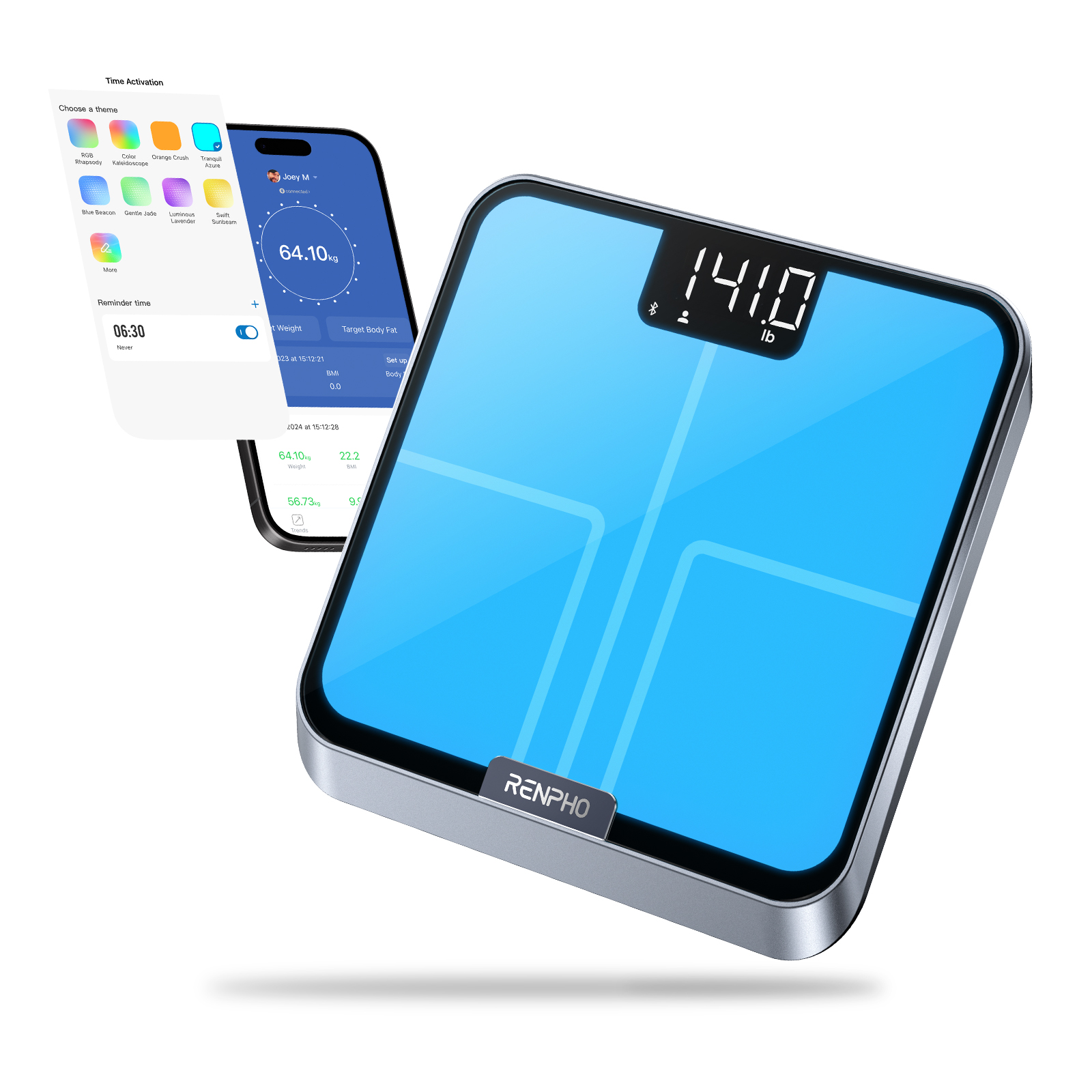RENPHO Personenwaage PEUR A017 Elis Chroma Smart Scale silber fuer max 180,0 kg