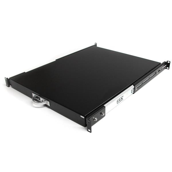 STARTECHCOM Ausziehbarer Fachboden für 19 Zoll Serverschrank 55cm Sliding Rack Shelf belastbar bis 25 Kg Stahlblech Schwarz